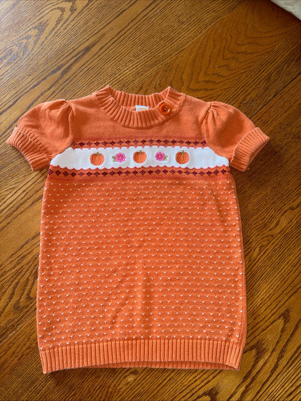 Gymboree Orange Knit Short-Sleeve Dress with Pumpkin Row 7/8